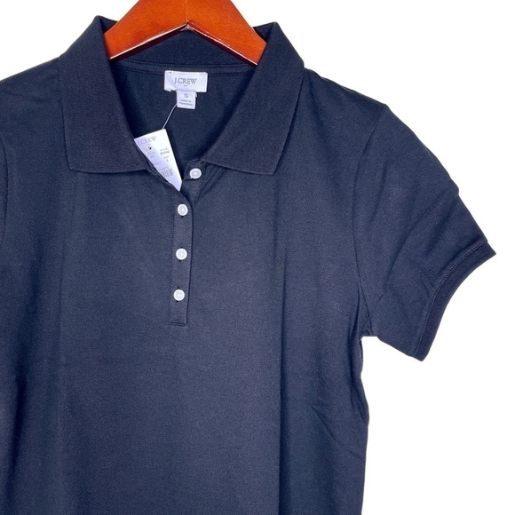 J. CREW Factory NWT Button Neck Pique Polo Top Size Small in Black - Picture 6 of 13